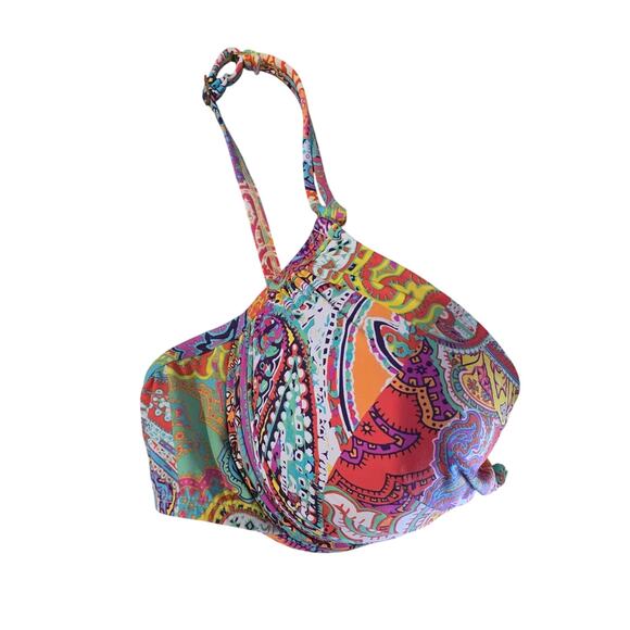 Bleu Swim Top 10 Womens Underwired Padded Multicolor Geometric Print Adjustable - Picture 2 of 5